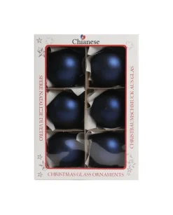 1Pz Pallina Sfera Di Vetro Liscia Blu Opaco 60Mm Per Albero Di Natale