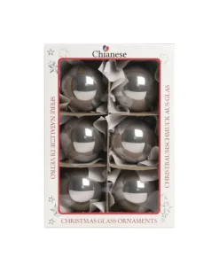1Pz Pallina Sfera Di Vetro Liscia 60Mm Per Albero Di Natale Argento