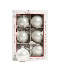 1Pz Pallina Sfera Di Vetro Liscia 60Mm Per Albero Di Natale Bianca