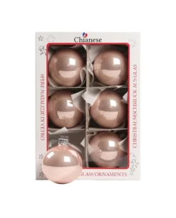 1Pz Pallina Sfera Di Vetro Liscia 60Mm Per Albero Di Natale Cipria