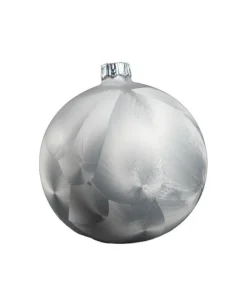 1Pz Pallina Sfera Di Vetro Liscia 80Mm Per Albero Di Natale Bianco