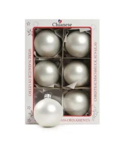 1Pz Pallina Sfera Di Vetro Liscia Bianco Opaco 60Mm Per Albero Di Natale