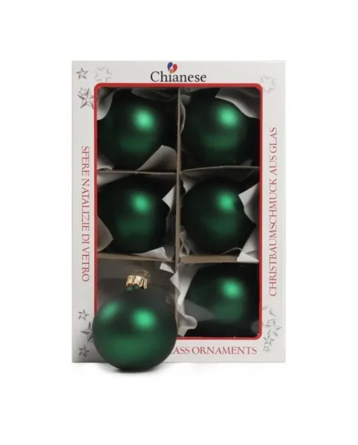 1Pz Pallina Sfera Di Vetro Liscia 60Mm Per Albero Di Natale Verde