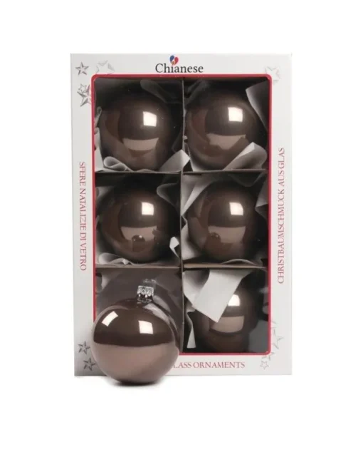 1Pz Pallina Sfera Di Vetro Liscia Marrone Lucido 80Mm