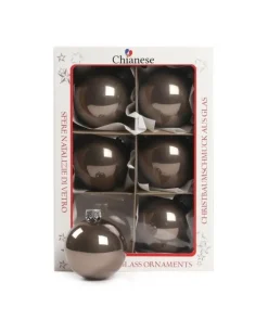 1Pz Pallina Sfera Di Vetro Liscia 60Mm Per Albero Di Natale Tortora