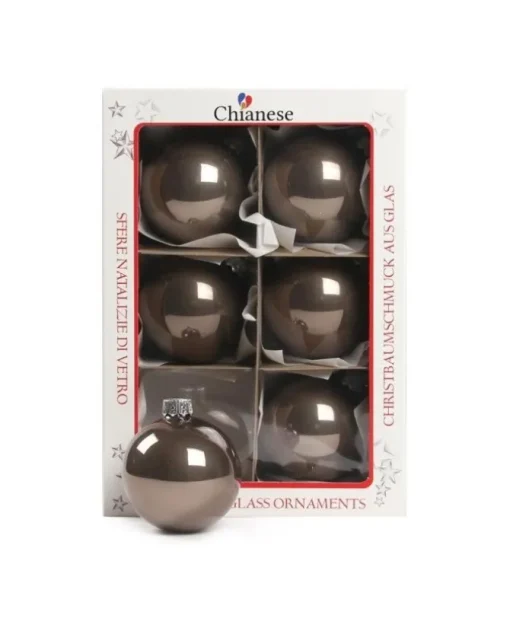 1Pz Pallina Sfera Di Vetro Liscia 60Mm Per Albero Di Natale Tortora