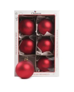 1Pz Pallina Sfera Di Vetro Liscia Rosso Opaco 80Mm