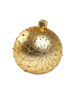 1Pz Pallina Sfera Di Vetro Decorata A Mano Oro 80Mm