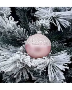 1Pz Pallina Sfera Di Vetro Decorata A Mano 80Mm Per Albero Di Natale Rosa