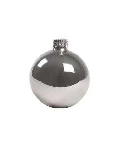 1Pz Pallina Sfera Di Vetro Liscia 60Mm Per Albero Di Natale Argento
