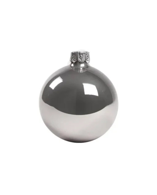 1Pz Pallina Sfera Di Vetro Liscia 60Mm Per Albero Di Natale Argento