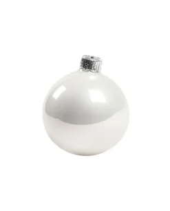 1Pz Pallina Sfera Di Vetro Liscia 60Mm Per Albero Di Natale Bianca
