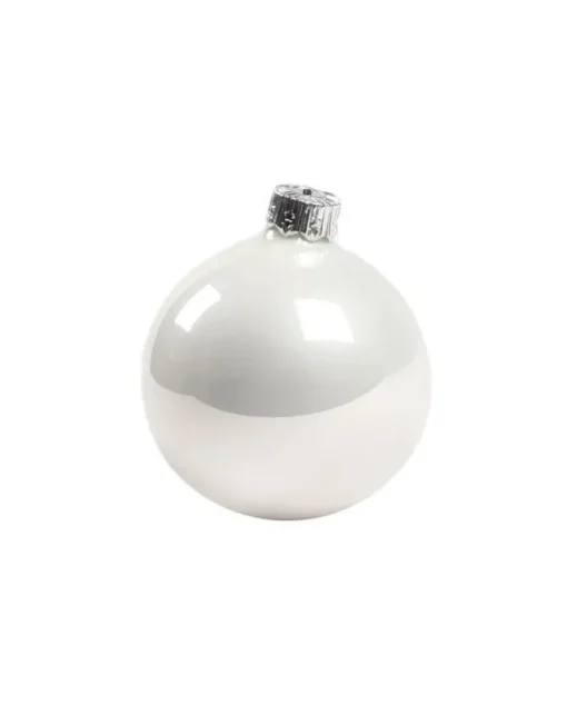 1Pz Pallina Sfera Di Vetro Liscia 60Mm Per Albero Di Natale Bianca