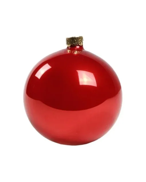 1Pz Pallina Sfera Di Vetro Liscia Rosso Lucido80Mm
