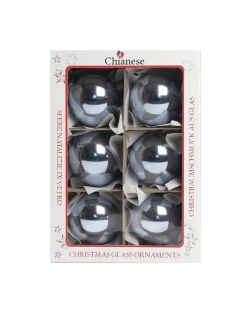 1Pz Pallinadi Vetro Liscia 60Mm Per Albero Di Natale Azzurrino