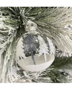 1Pz Sfera In Vetro Decorata A Mano Trasparente