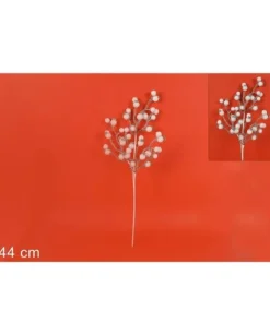 Ramo 44Cm Con Bacche Bianche Per Decorazioni Di Natale