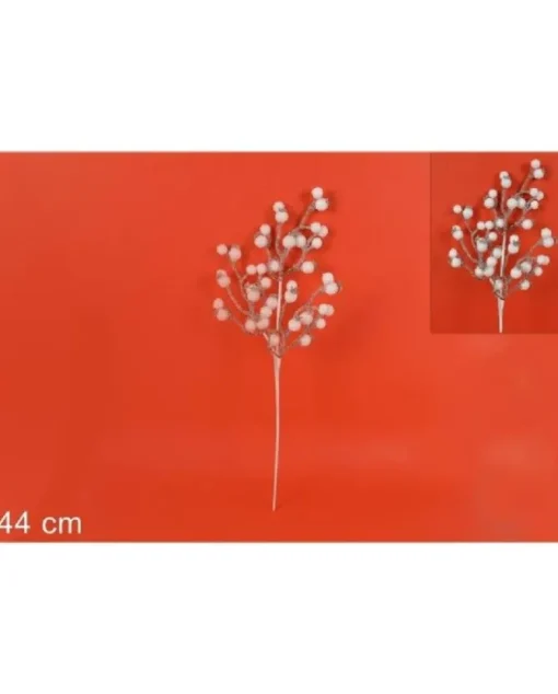 Ramo 44Cm Con Bacche Bianche Per Decorazioni Di Natale