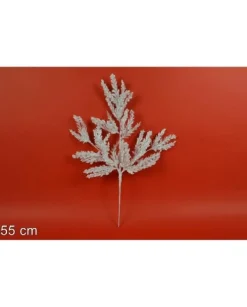 Ramo 55Cm Innevato Con Glitter Per Decorazioni Di Natale