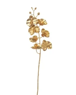 Ramo Phalenopsis 76Cm Oro Per Decori Natalizi