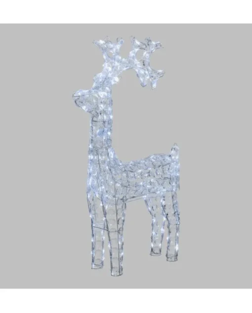 Renna Di Cristalli Acrilico 200 Led Bianco 3D
