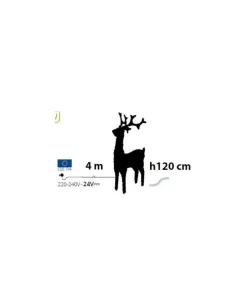 Renna Di Cristalli Acrilico 250 Led Bianco Caldo 3D