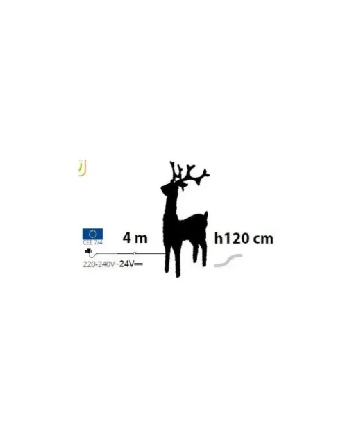 Renna Di Cristalli Acrilico 250 Led Bianco Caldo 3D