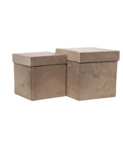 Scatola In Velluto Beige Grande 23X23 Per Regali E Decorazioni Di Natale 1Pz