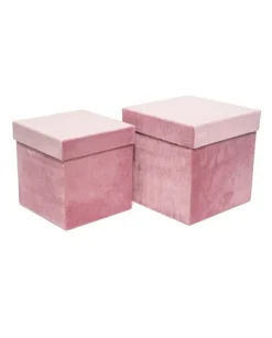Scatola In Velluto Rosa Grande 23X23 Per Regali E Decorazioni Di Natale 1Pz