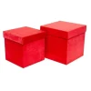 Scatola In Velluto Rossa Grande 23X23 Per Regali E Decorazioni Di Natale 1Pz