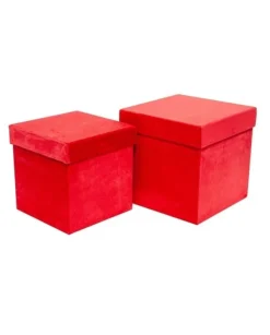 Scatola In Velluto Rossa Grande 23X23 Per Regali E Decorazioni Di Natale 1Pz