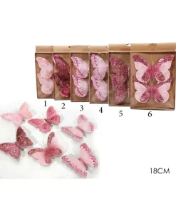 Set 2 Farffalle Rosa Con Molletta Di Supporto 12 Cm In 6 Varianti