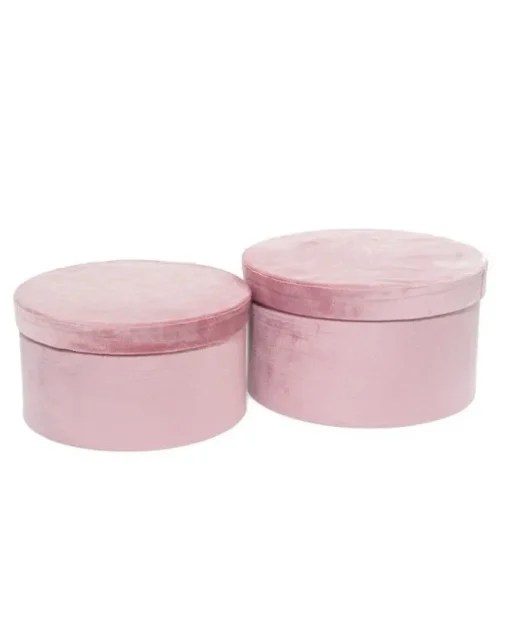Set 2 Scatole Cilindriche Rosa O28,5X16 Per Regali E Decorazioni Di Natale