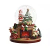 Sfera Con Babbo Natale Con Luci E Neve 19X19X22 Cm