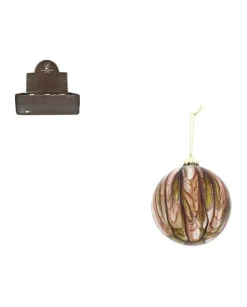 Sfera Pallina Di Vetro 10 Cm Marmorizzata Marrone Verde Per Albero Di Natale