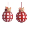Sfera Pallina Di Vetro Con Glitter Tema Topino 8 Cm In 2 Varianti