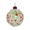 Sfera Pallina In Vetro Con Devoro Bacche 8 Cm