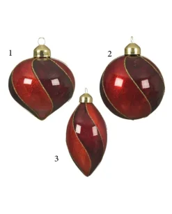 Sfera Pallina Ornamento Vortice Di Vetro Glitter 3Ass