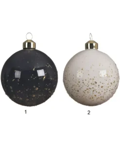 Sfera Pallina Smaltata In Vetro Con Schizzi Di Oro Luccicante Assortito