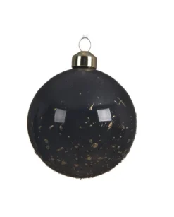 Sfera Pallina Smaltata In Vetro Con Schizzi Di Oro Luccicante Assortito