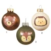 Sfere Palline Di Vetro Smalto Tema Foresta Cervo -Riccio-Orso 3Ass