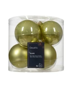 Sfere Palline In Vetro Smalto Opaco Mix Pistacchio D.8Cm