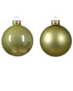 Sfere Palline In Vetro Smalto Opaco Mix Pistacchio D.8Cm