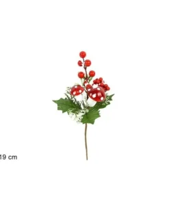 Spillone Bacche Innevate Con Funghi 19Cm