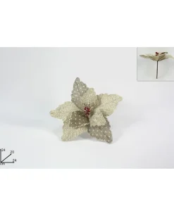 Spillone Fiore Canvas Innevato C/Bacche