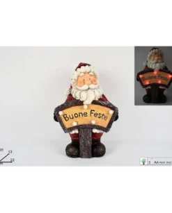 Statuina Babbo Natale Con Scritta Luminiosa Buone Feste