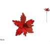 Stelo Con Fiore Velluto Con Foglie Glitterate Rosso