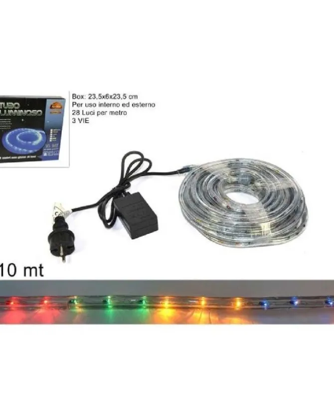 Tubo Multicolor Per Decorazione Natalizia 10 Mt Per Uso Interno/Esterno